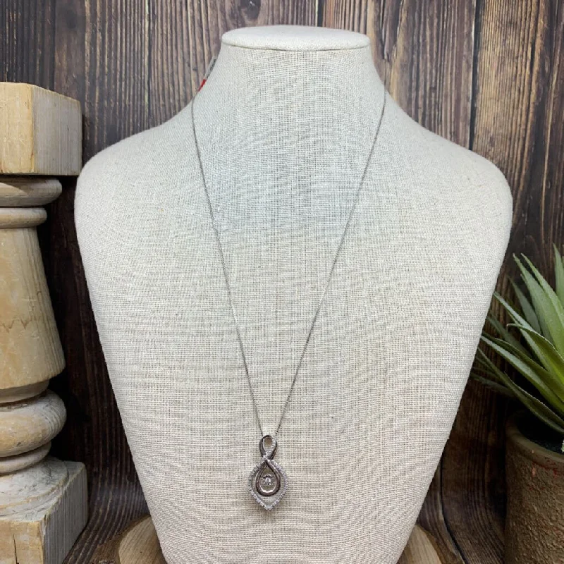 women's trendy necklace -Sterling and Diamond Teardrop Necklace