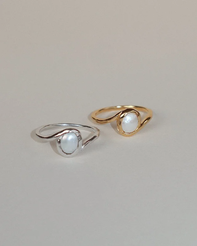 women's chunky ring -'Ellie' Pearl Wave Ring