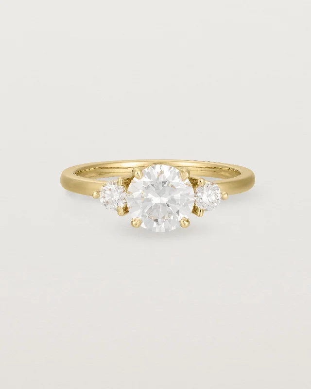 romantic engagement rings for women -Petite Una Round Trio Ring | Laboratory Grown Diamonds