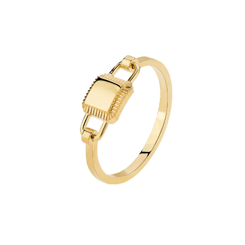 women's cushion cut ring -Unlock Classic - 18K Lock Gold Ring