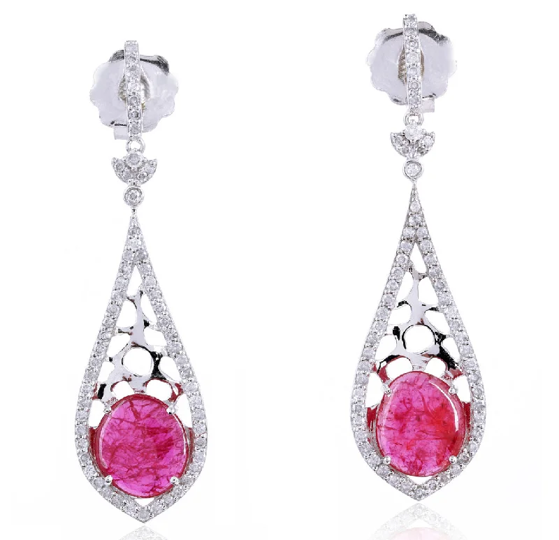 women's drop earrings -Regal Ruby Earrings