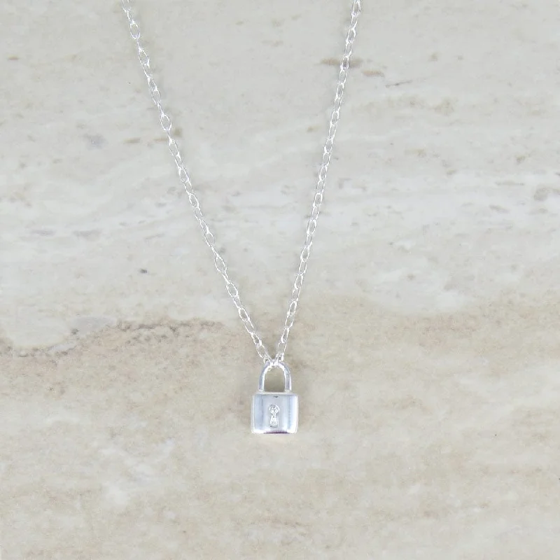 women's custom necklace -Padlock Necklace In Sterling Silver