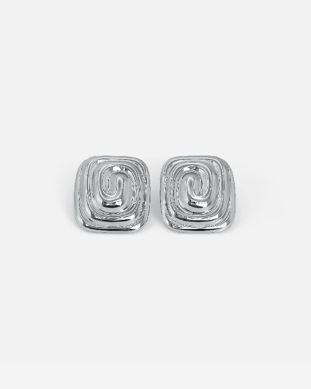 women's oversized earrings -SPIRAL EARRINGS SILVER