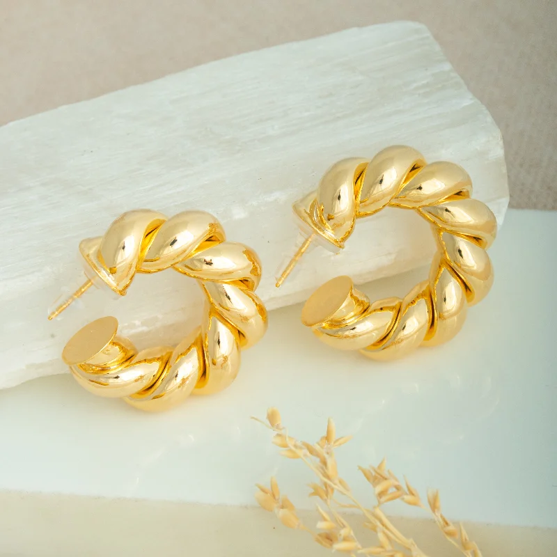 women's bamboo earrings -Braided Beauty Hoops