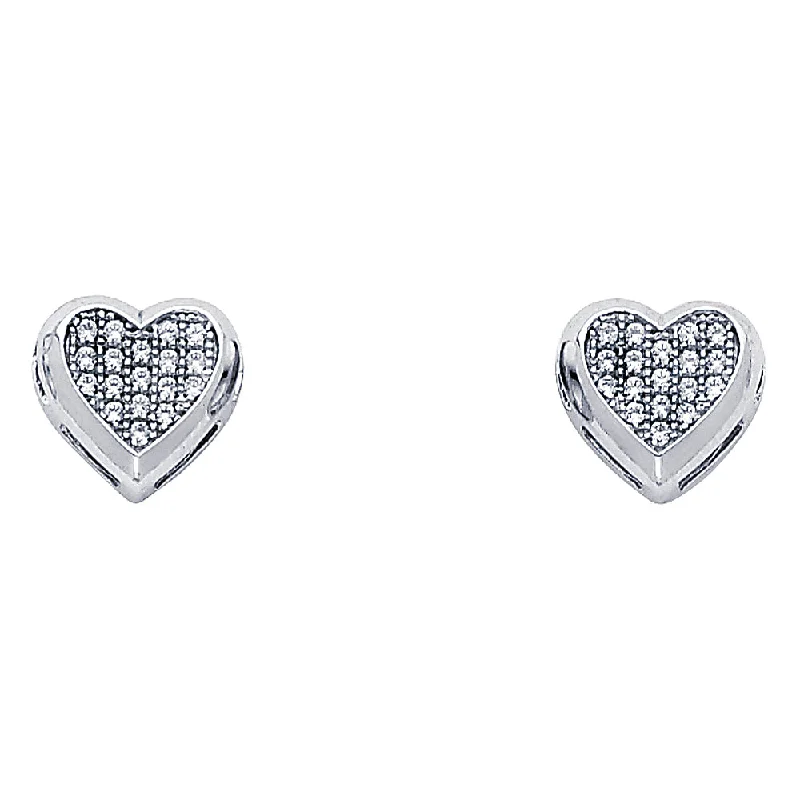 women's flower earrings -14KY Heart CZ Earrings