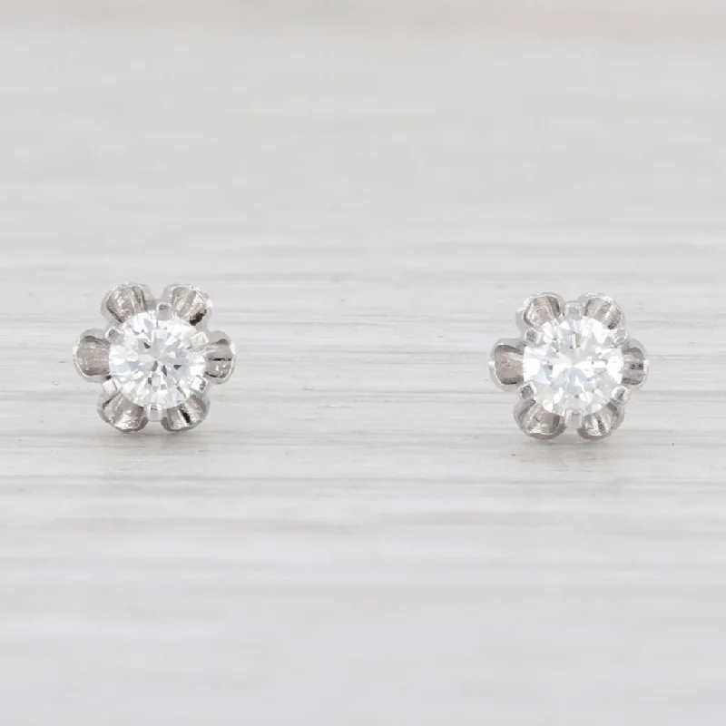 women's fashion earrings -0.20ctw Diamond Stud Earrings 14k White Gold Round Solitaire Pierced Studs