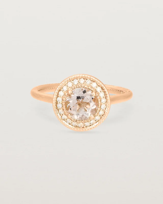 vintage engagement rings for women -Imogen Halo Ring | Morganite & Diamonds