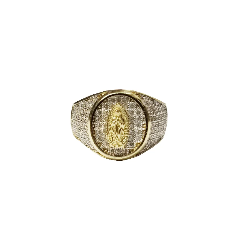 women's luxury ring -Iced-Out Virgin Mary CZ Ring (14K)