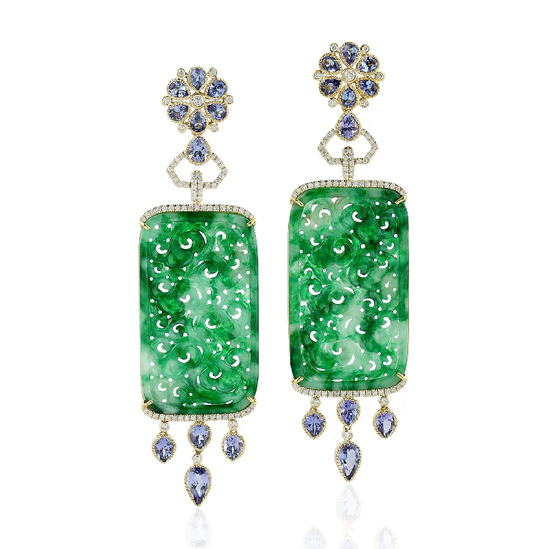 women's opal stud earrings -Majestic Jade Earrings