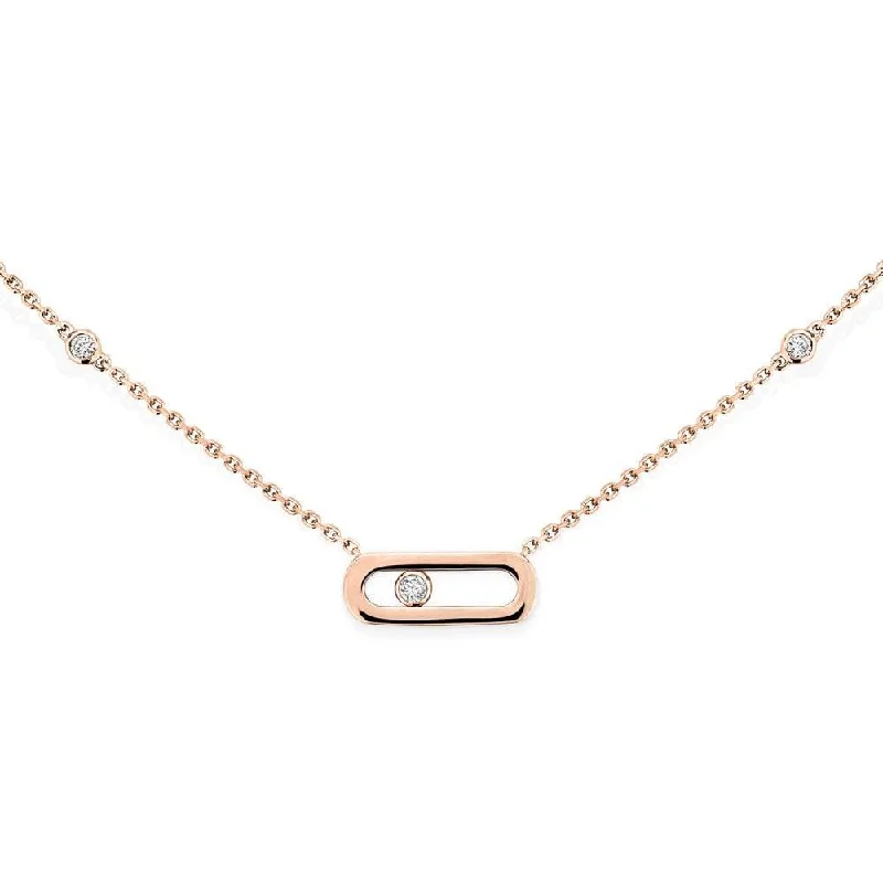 women's gemstone pendant necklace -18ct Pink Gold Move Uno Diamond Necklace