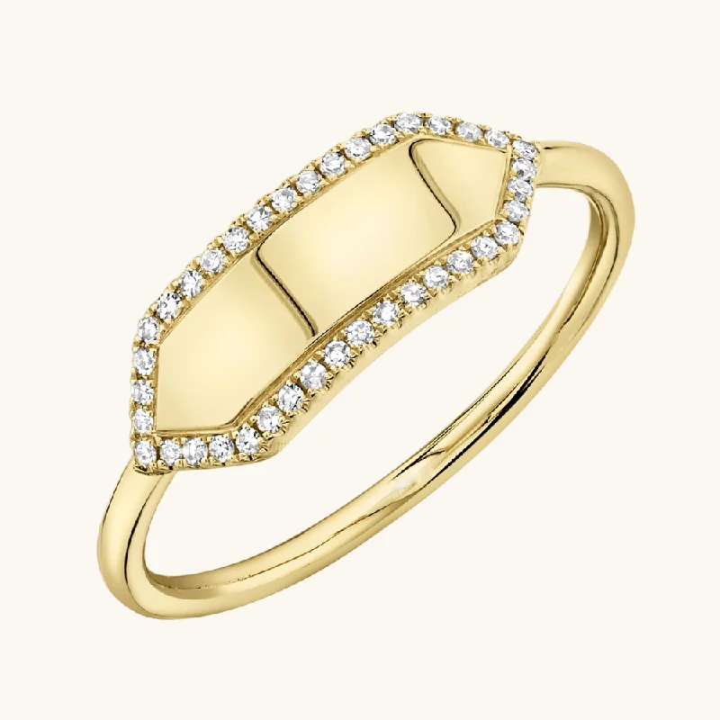 engagement rings with a modern twist for women -Diamond Personalized ID Ring