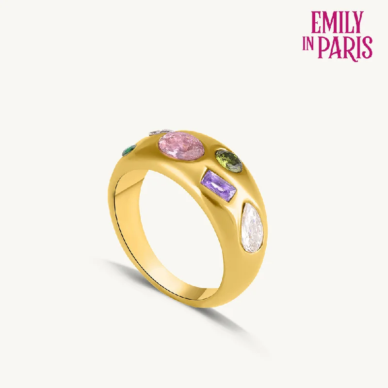 women's star ring -Multi Stone Unique Gold Ring