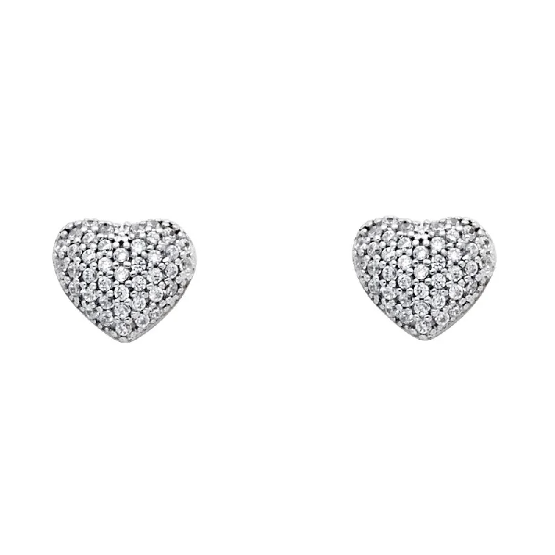 women's vintage hoop earrings -14KY CZ Heart Stud Earrings