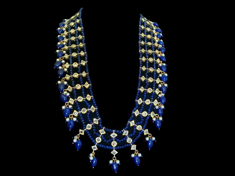 women's wedding necklace -SAT74 Tara necklace in onyx (blue) beads ( READY TO SHIP )