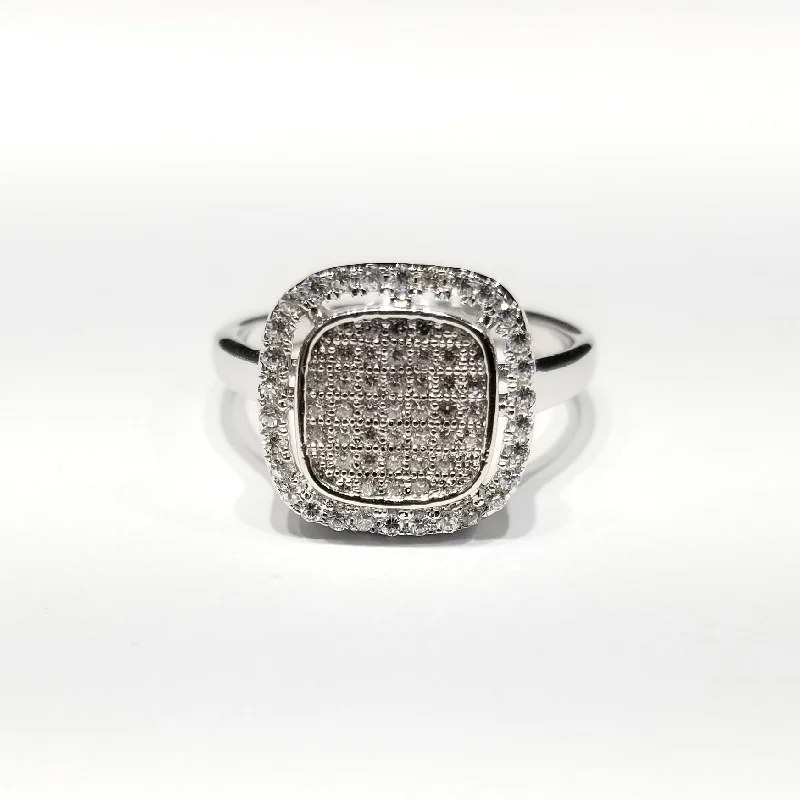 women's chunky ring -Solid CZ Stones Ring (Sterling Silver)