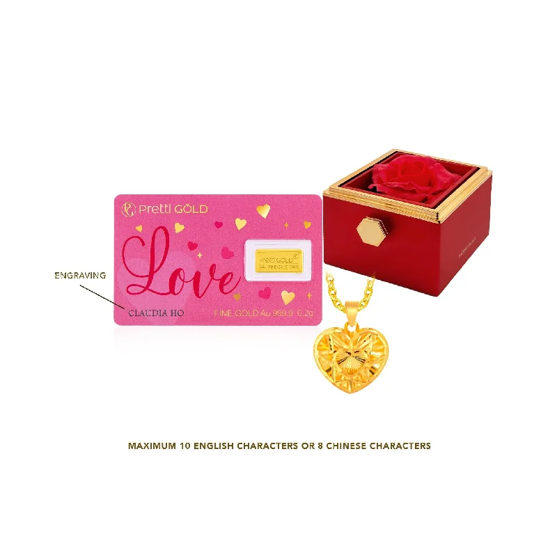 women's statement pendant necklace -999.9 Pretti Gold 愛 LOVE Bar Bundle - Heartstrings Gold Necklace