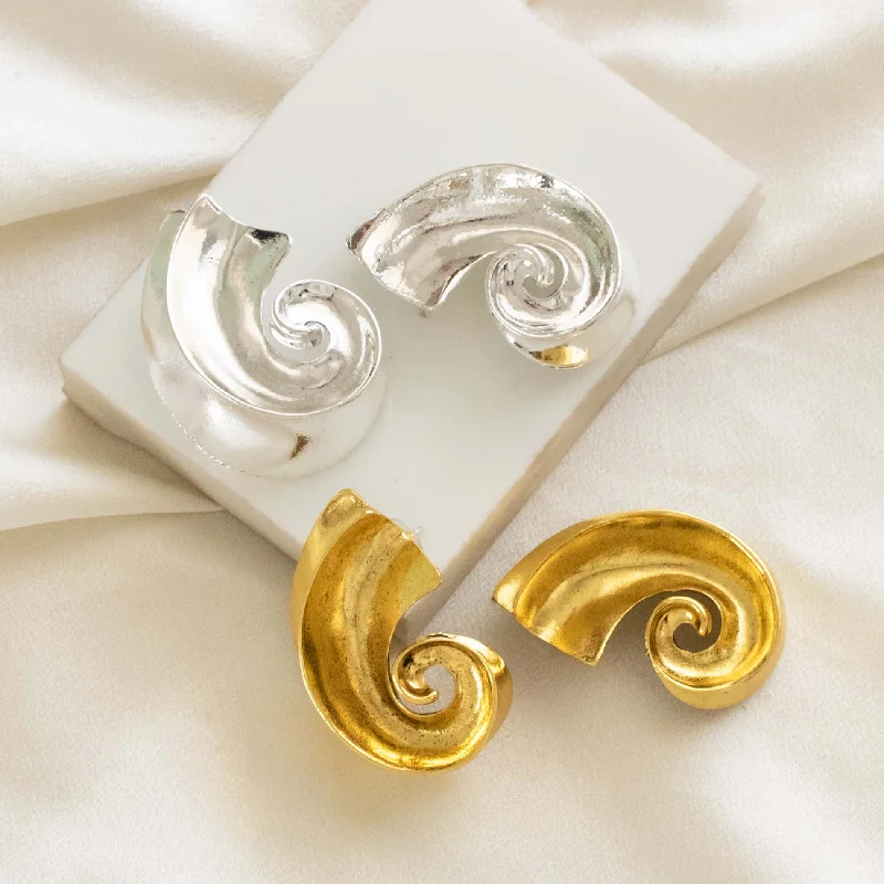 women's layered hoop earrings -Snail Swirl Chunky Earrings