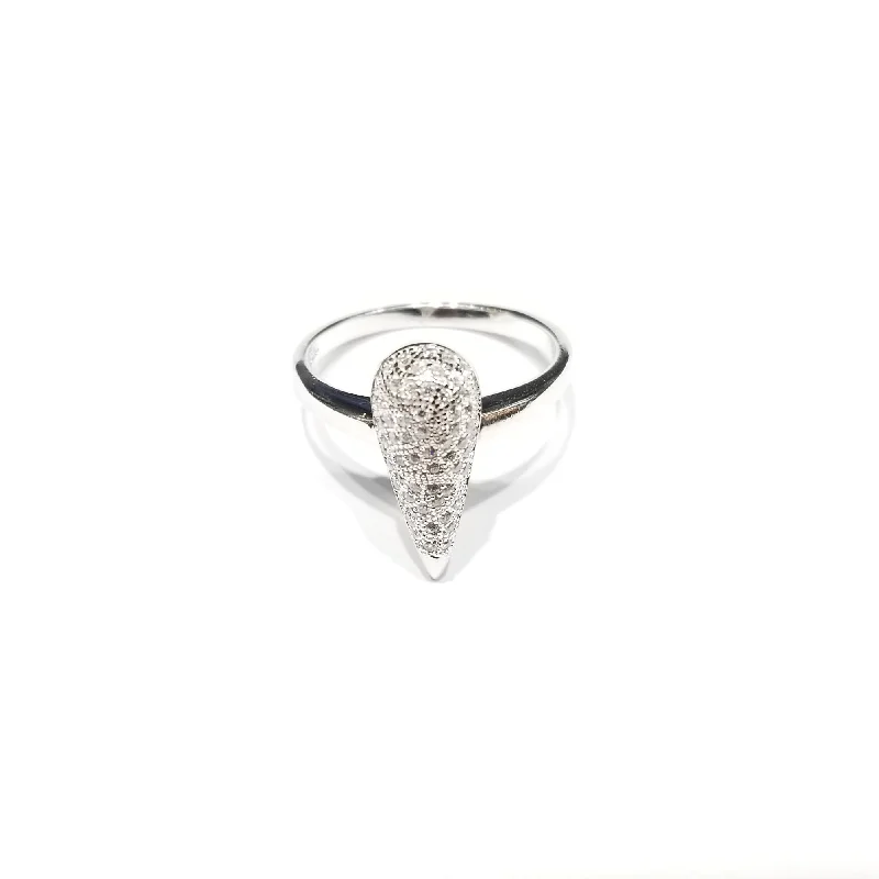 women's birthstone ring -Fancy Iced Out Carrot CZ Ring (Sterling Silver)