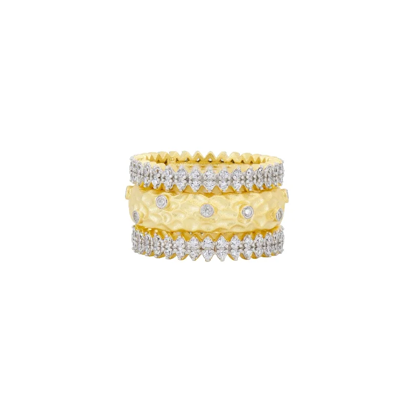 women's vintage ring -Streets in Bloom Textured 3-Stack Ring