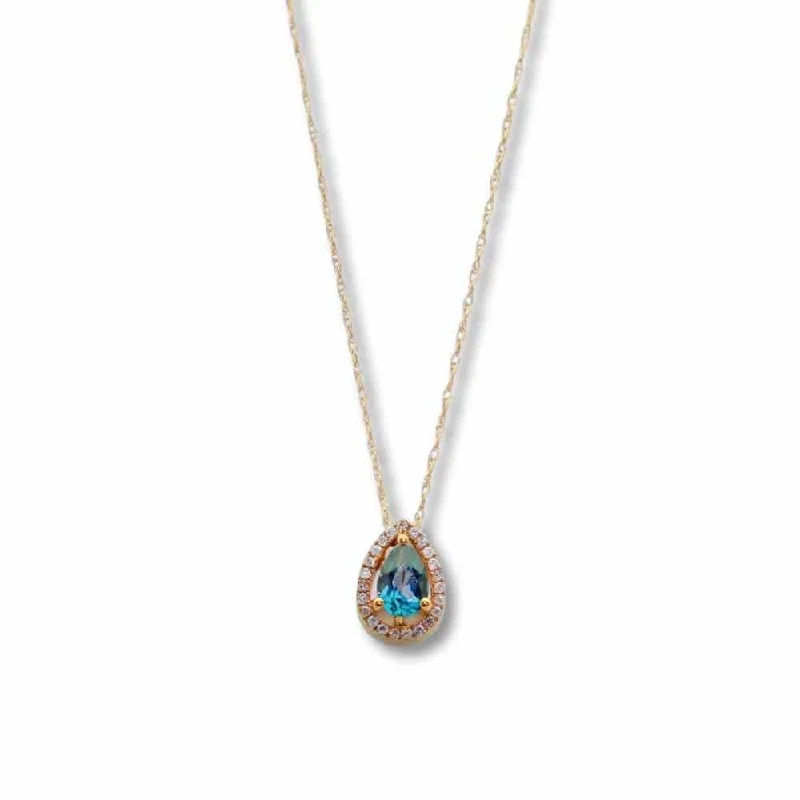 women's fine necklace -14K Yellow Gold 1.3G Topaz Diamond Necklace