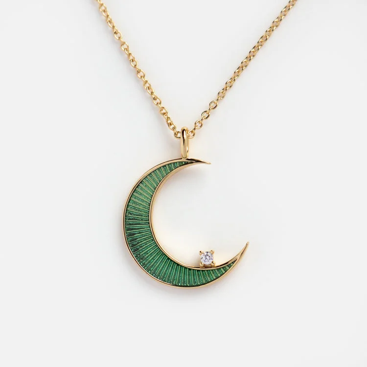 women's flower necklace -La Lune Teal Green Necklace