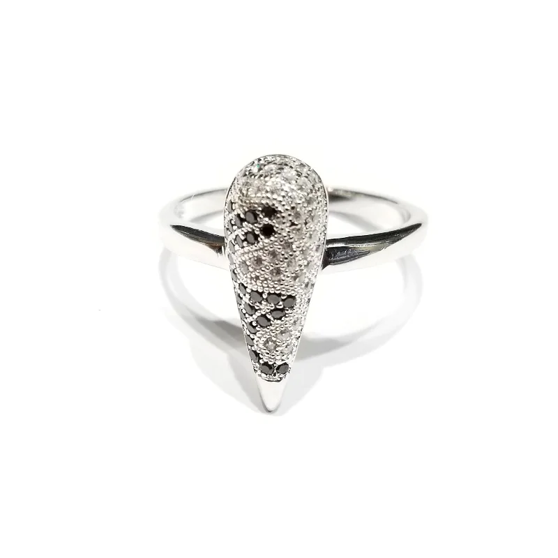 women's gold ring -Two Toned Carrot CZ Ring (Sterling Silver)