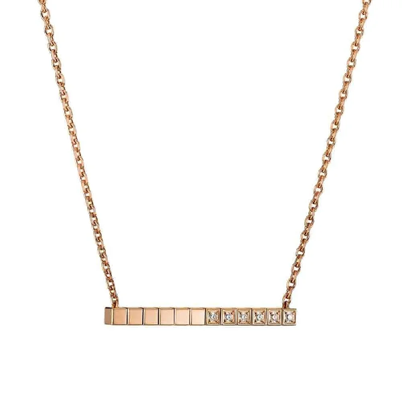 women's bridal necklace -18ct Rose Gold Ice Cube Part Diamond Set Necklace