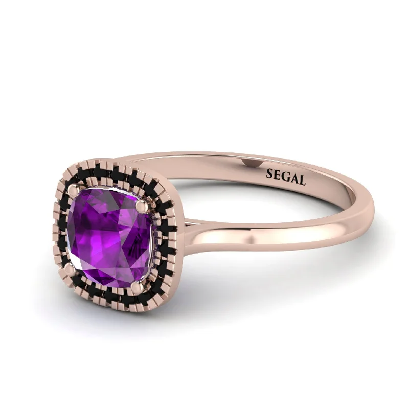 elegant gemstone engagement rings for women -Vintage Classic Halo Cushion Amethyst Ring - Skylar No. 308