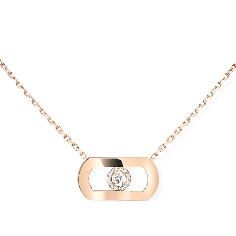 women's custom gemstone necklace -So Move 18ct Pink Gold Diamond Set Necklace