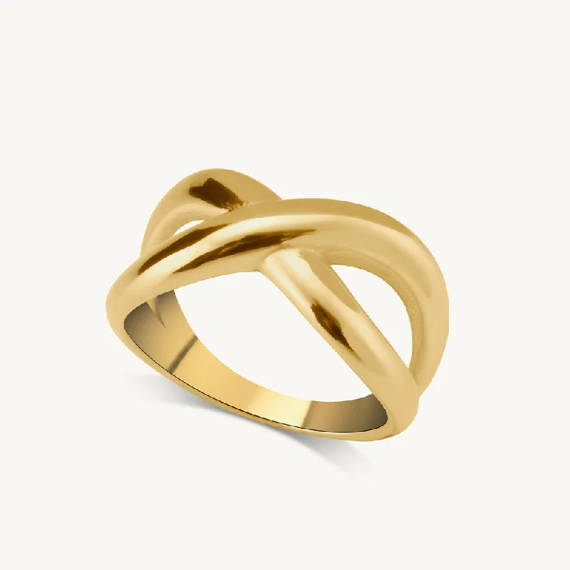 women's round ring -Chunky X Ring