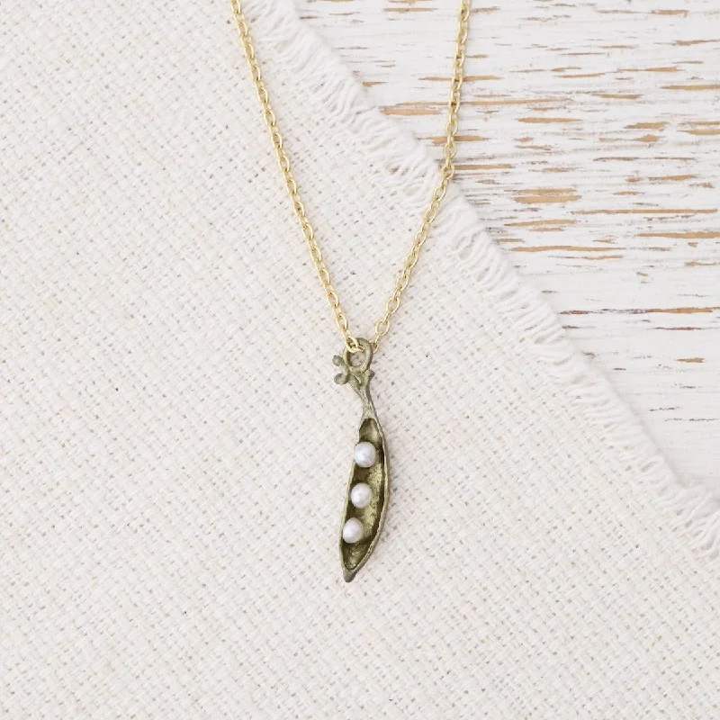 women's long gold necklace -Pea Pod Petite Three Pearl Necklace