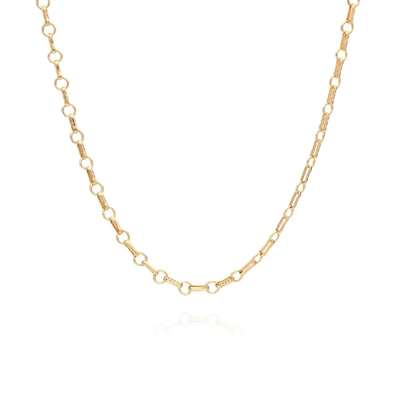 women's rose gold necklace -Bar & Ring Chain Necklace