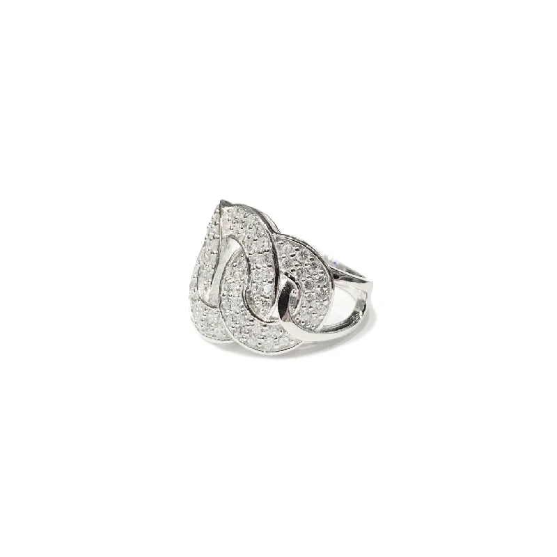 women's radiant cut ring -Triple Link CZ Ring (Silver).