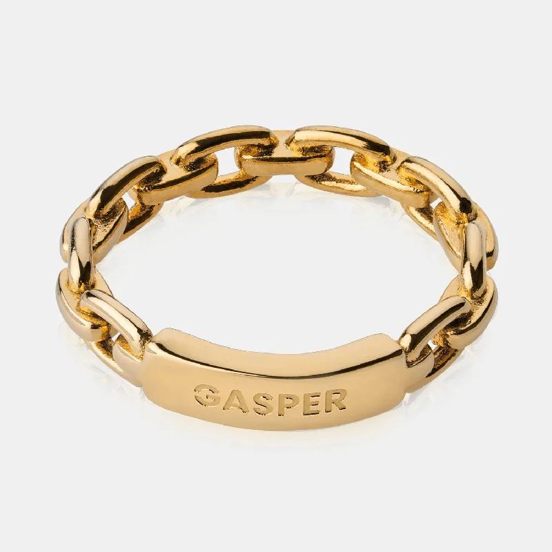 women's hammered ring -Link Band Ring