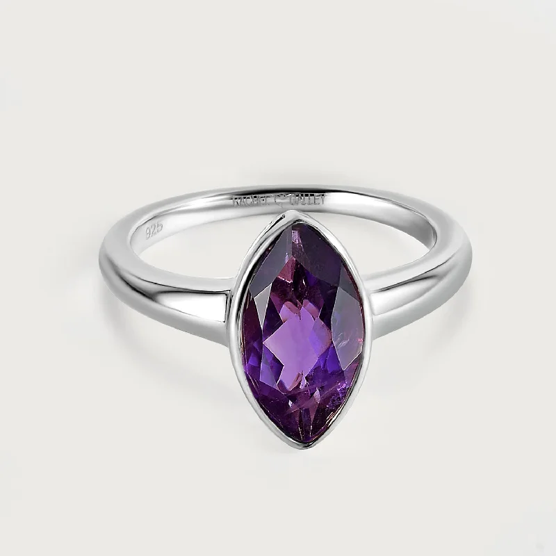 women's sapphire ring -Surf Moon Ring with Amethyst