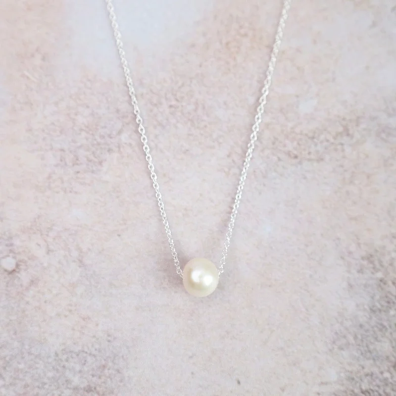 women's star necklace -Pearl Sterling Silver Choker Necklace