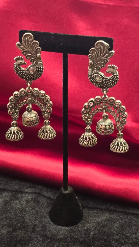 women's silver earrings -Traditional Earrings With Grey Stones