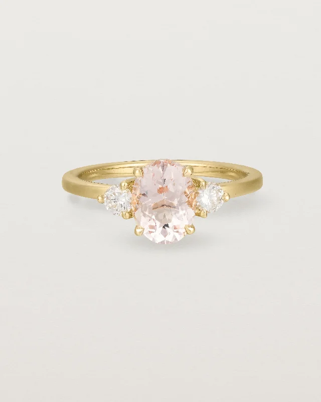 custom engagement rings for women -Una Oval Trio Ring | Morganite & Diamonds