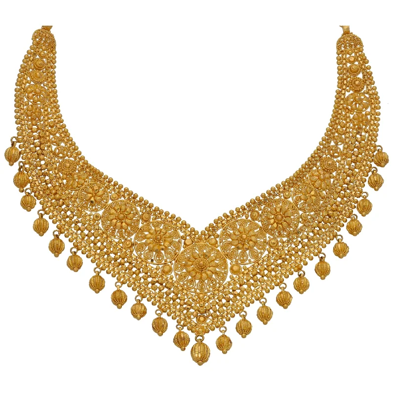 women's nature-inspired necklace -22ct Gold Earrings & Necklace Set