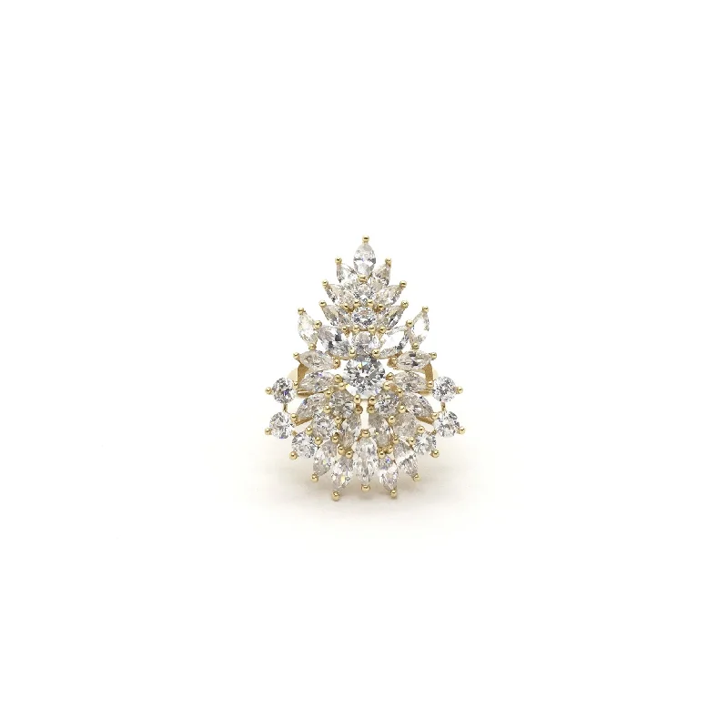 women's floral ring -Marquise Stone Cluster Ring (14K)