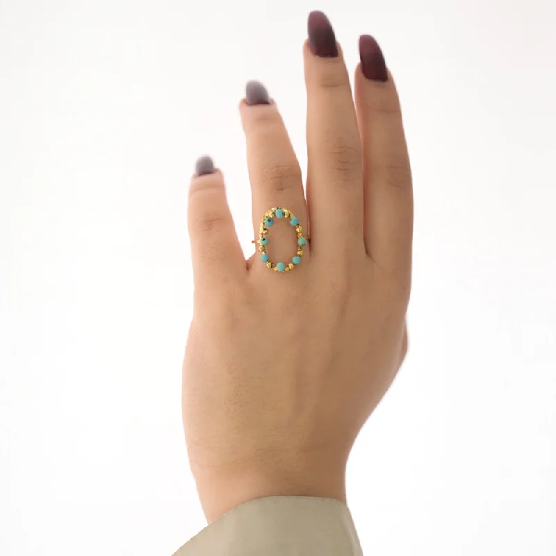 women's personalized ring -Gilded Teal Harmony Ring