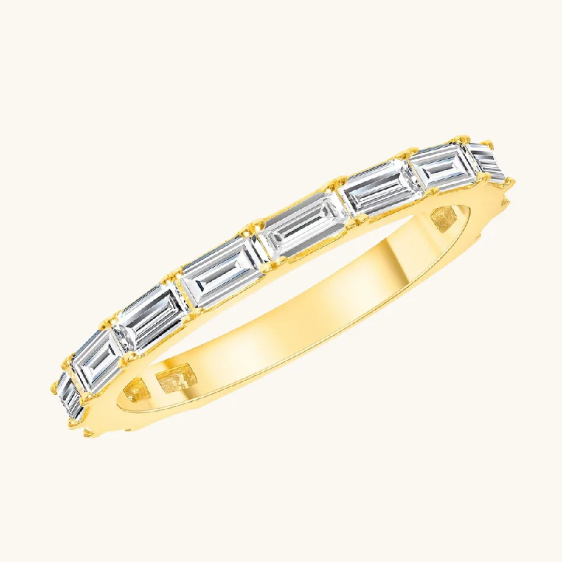 luxury engagement rings with sapphires for women -East West Diamond Baguette Band