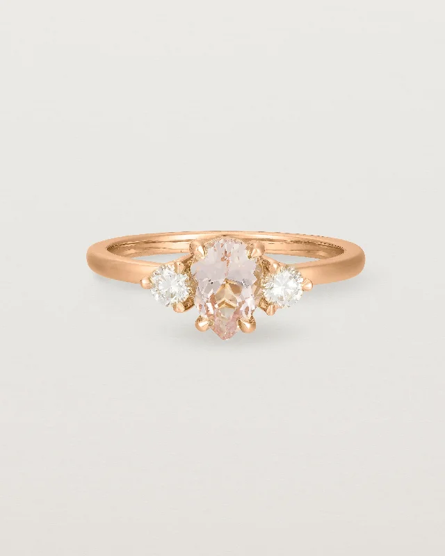 affordable sapphire engagement rings for women -Una Pear Trio Ring | Morganite & Diamonds