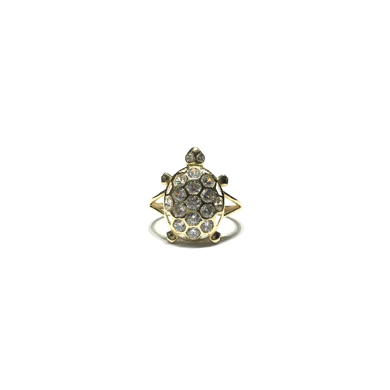 women's heart-shaped ring -April Birthstone Turtle CZ Ring (14K)