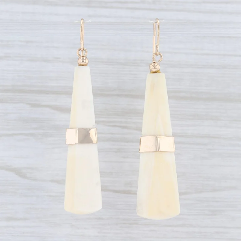 women's bohemian earrings -Resin Tapering Pyramid Dangle Earrings 14k Yellow Gold Hook Pierced