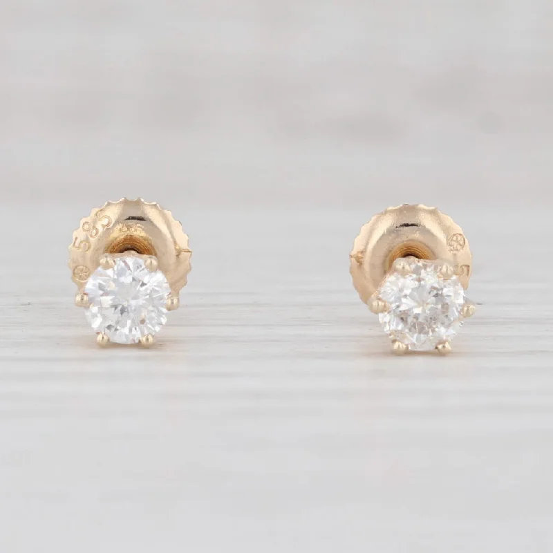 women's platinum earrings -0.47ctw Diamond Stud Earrings 14k Yellow Gold Solitaire Round Pierced