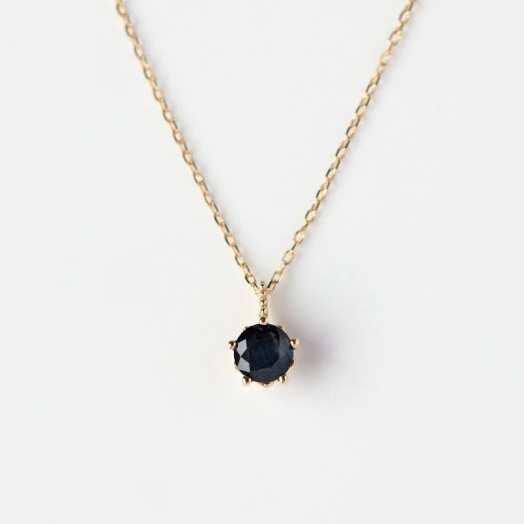 women's gemstone pendant necklace -Solid Gold Blue Sapphire New Moon Necklace for Intuition