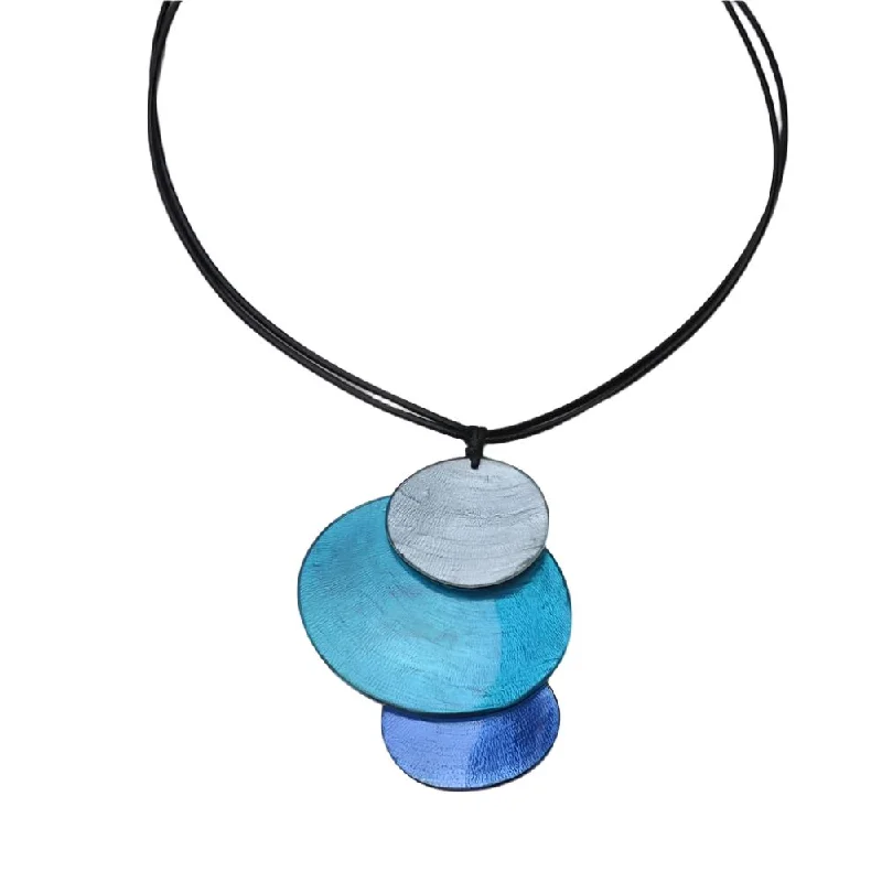 women's ruby necklace -Three Piece Blue Combo Pendant Necklace