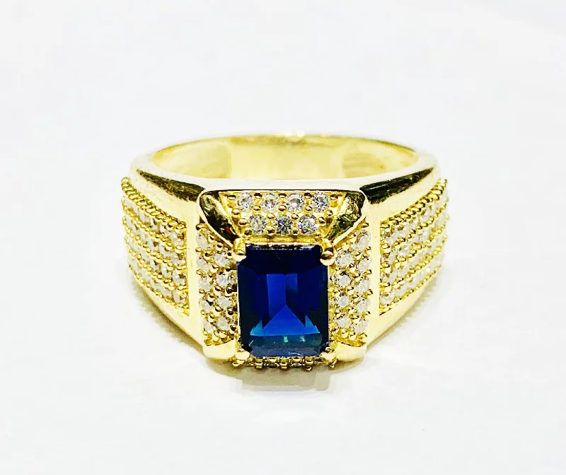 women's zirconia ring -Blue stone Ring CZ (10K).