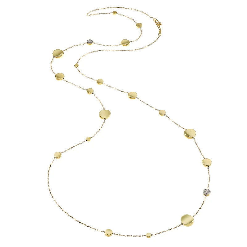 women's elegant necklace -Armillas Glow 18ct Yellow Gold Flat Circle Diamond Pave Set Necklace